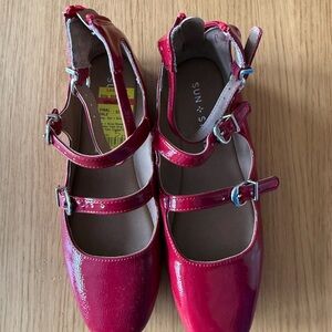 Sun + Stone Girls' Red Patent Double-Strap Mary Jane Dress Shoes